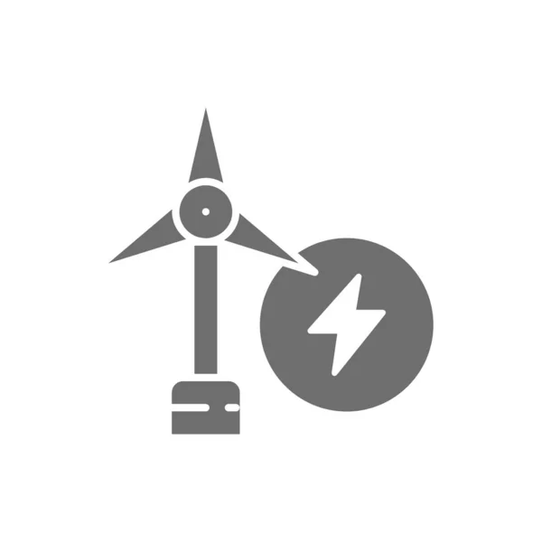 Wind power plant, wind turbine gray icon. — 图库矢量图片