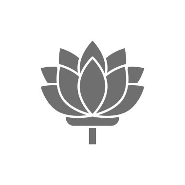 Lotus, Hint çiçeği gri ikonu. Beyaz arkaplanda izole