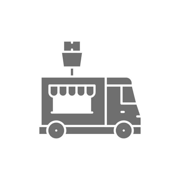 Camión de papas fritas, vehículo de comida rápida icono gris. — Vector de stock