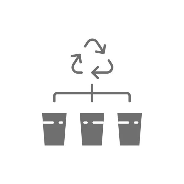 Coleta de lixo separada, ícone cinza de triagem de resíduos. —  Vetores de Stock