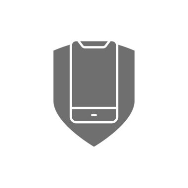 Kalkanlı telefon, akıllı telefon koruması gri simge.