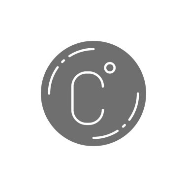 Celsius 'ta vektör sıcaklığı, termometre gri simgesi.