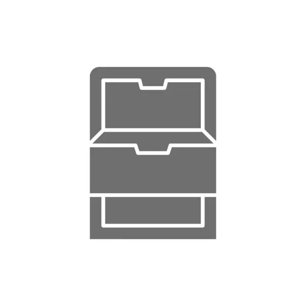 Vektor-Gefrierschrank mit Schubladen, Kühlschranksymbol grau. — Stockvektor