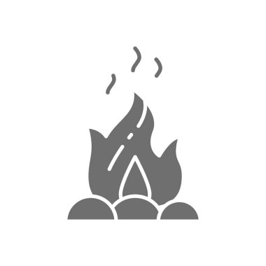 Kamp ateşi, ateş, şenlik ateşi ikonu. Beyaz arkaplanda izole