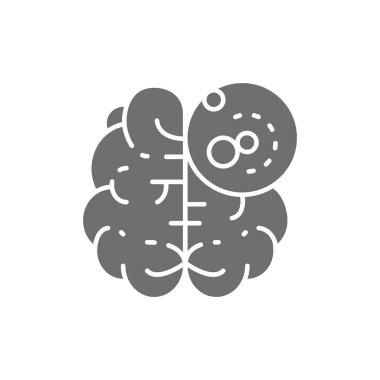 Beyin kanseri, habis tümör, onkoloji gri ikonu..