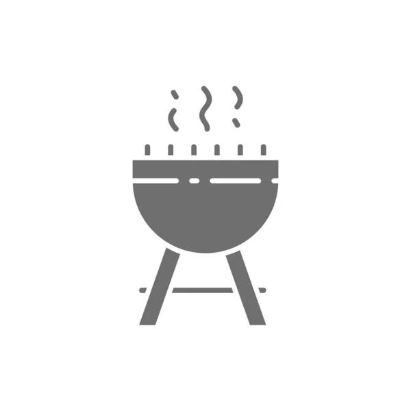 Wektor grill, grill, grill na zewnątrz ikona szary grill. — Wektor stockowy