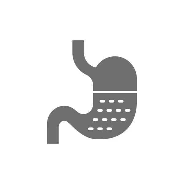 Stomaco, icona grigio organo umano. Isolato su sfondo bianco — Vettoriale Stock