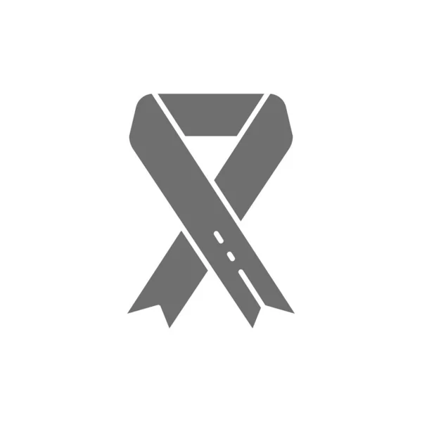 Ruban de cancer du sein, tumeur maligne, oncologie, icône grise volontaire. — Image vectorielle