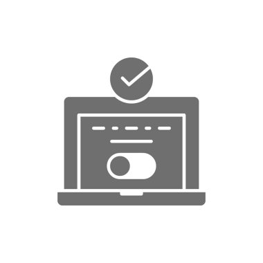 Sistem girişi, işaretli dizüstü bilgisayar, kullanıcı yetkilendirme gri simgesi.