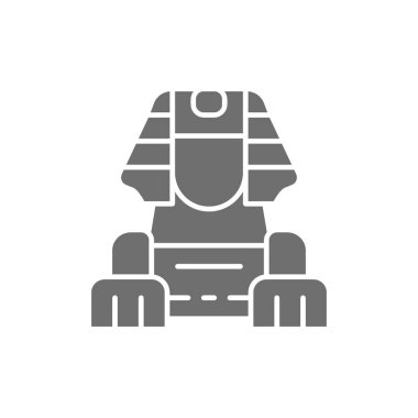 Mısır Sfenks gri simgesi. Beyaz arkaplanda izole