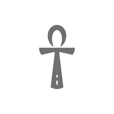 Mısır Ankh 'ı, dini sembol gri simge. Beyaz arkaplanda izole