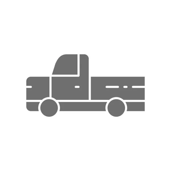 Pickup truck, pick-up auto, voertuig grijs pictogram. — Stockvector