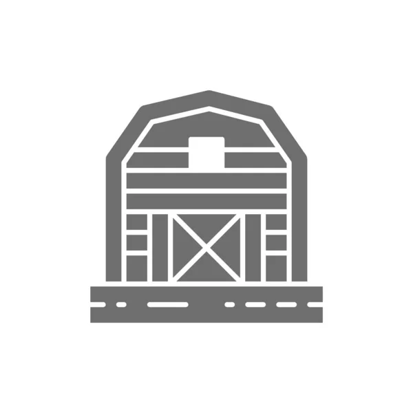 Grange de ferme, serre, icône grise campagne. Isolé sur fond blanc — Image vectorielle
