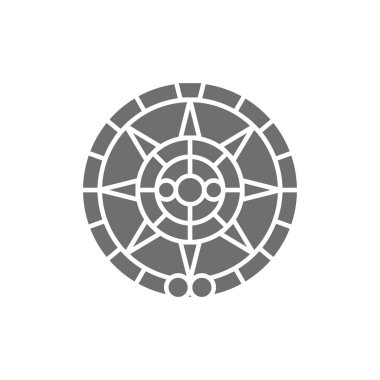 Maya takvimi, Meksika etnik süs gri simgesi.