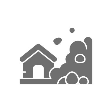 Kaya düşüşü, heyelan, doğal afet, felaket gri simgesi.