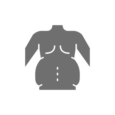 Kalın kenarlar, obezite, adiposite, göbek gri simgesi.