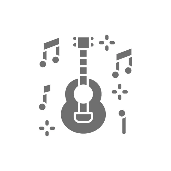 Guitarra mexicana, música, ícono gris mariachi. Aislado sobre fondo blanco — Vector de stock