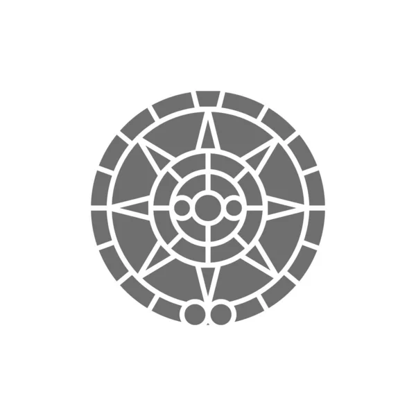 Calendrier maya, ornement ethnique mexicain icône grise. — Image vectorielle