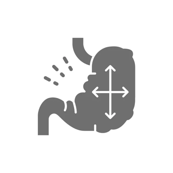 Vector de estómago distendido, distensión abdominal icono gris. — Archivo Imágenes Vectoriales