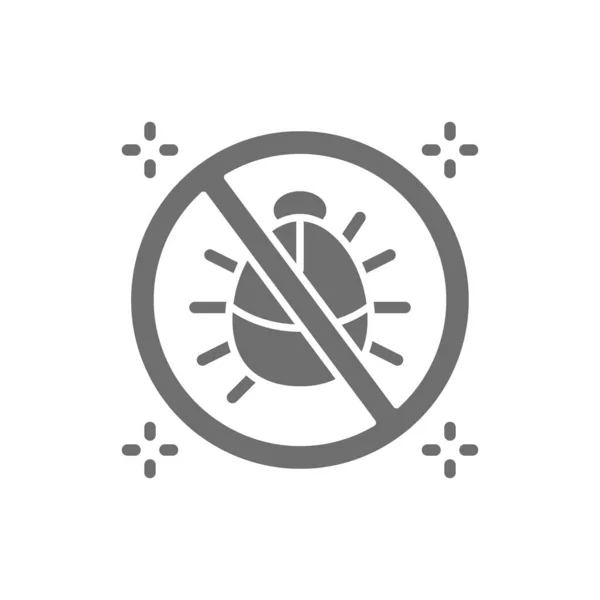 Signo prohibido con ácaros del polvo, sin polvo, anti-alérgicos materiales icono gris. — Archivo Imágenes Vectoriales