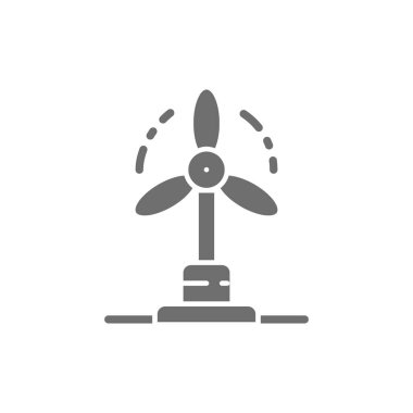 Rüzgar türbinleri, rüzgar santrali, yenilenebilir enerji gri simgesi.