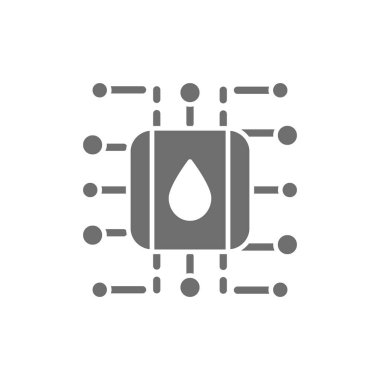 Su ve arıtma sistemi, akıllı filtre sistemi şeması gri simgesi.