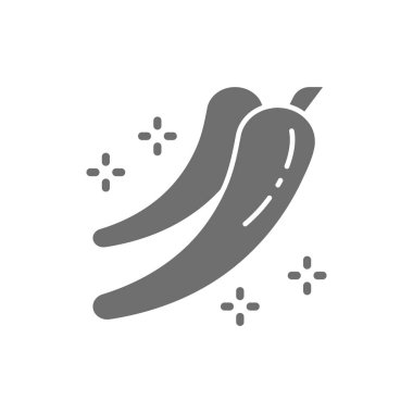 Acı kırmızı biber, baharat grisi ikon. Beyaz arkaplanda izole