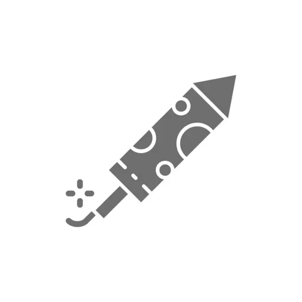 Petardo, cohete de fuegos artificiales icono gris. Aislado sobre fondo blanco — Vector de stock