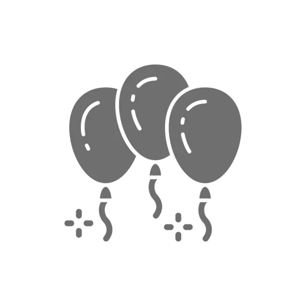 Ballonger, partytillbehör grå ikon. Isolerad på vit bakgrund — Stock vektor