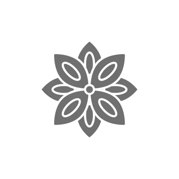 Anís estrellado, icono gris especia. Aislado sobre fondo blanco — Vector de stock