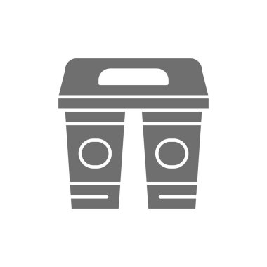 Karton bardaklarda içecekler, paket gri simge.