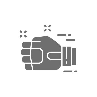 Tayland dövüş sanatı, dövüş eldiveni, muay thai gri ikonu.