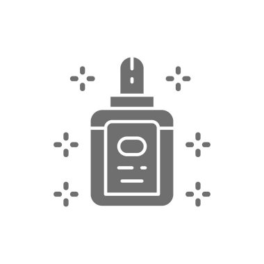 Tıbbi damlalar, ilaçlar, aşı gri simgesi. Beyaz arkaplanda izole