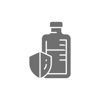 Bağışıklık sistemi ilaçları, tıbbi ampuller, aşı gri simgesi.