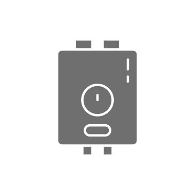 Su ısıtıcısı, kazan gri simgesi. Beyaz arkaplanda izole