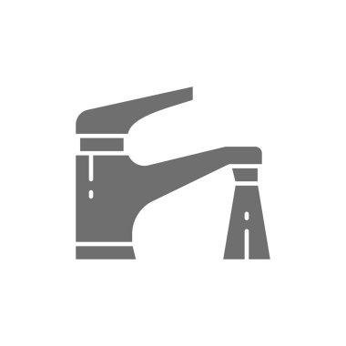 Su musluğu gri simgesi. Beyaz arkaplanda izole