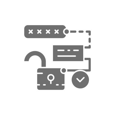 Şifre, şifre ve kilitle kilidi aç, şifreleme gri simgesi.