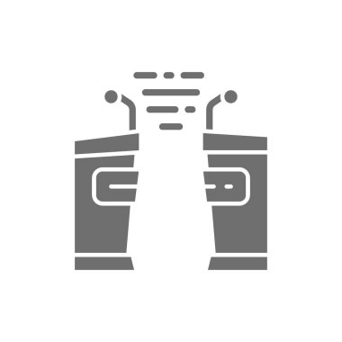 Siyasi tartışmalar, Tribün, gri simgeye karşı. Beyaz arkaplanda izole