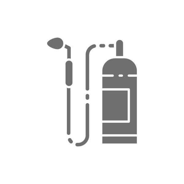 Industrigasbrännare, blåslampa, anordning för gassvetsning fungerar grå ikon. — Stock vektor