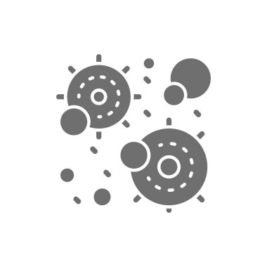 Virüs enfeksiyonu, mikrop, bakteri grisi simgesi. Beyaz arkaplanda izole