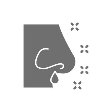 Burun akışı, burun iltihabı, alerji, burun sümüğü, gri simge..