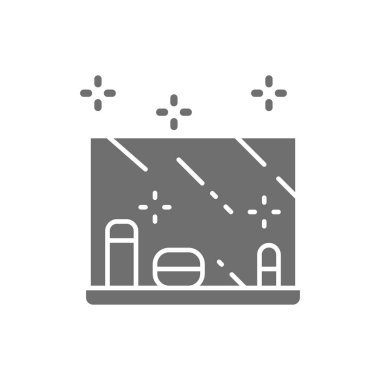 Soyunma masası, makyaj aynası, kozmetik gri simge.