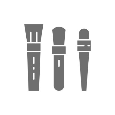 Temeller için makyaj fırçaları ve gözler için gri simge.