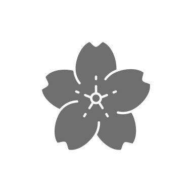 Sakura çiçeği gri simgesi. Beyaz arkaplanda izole