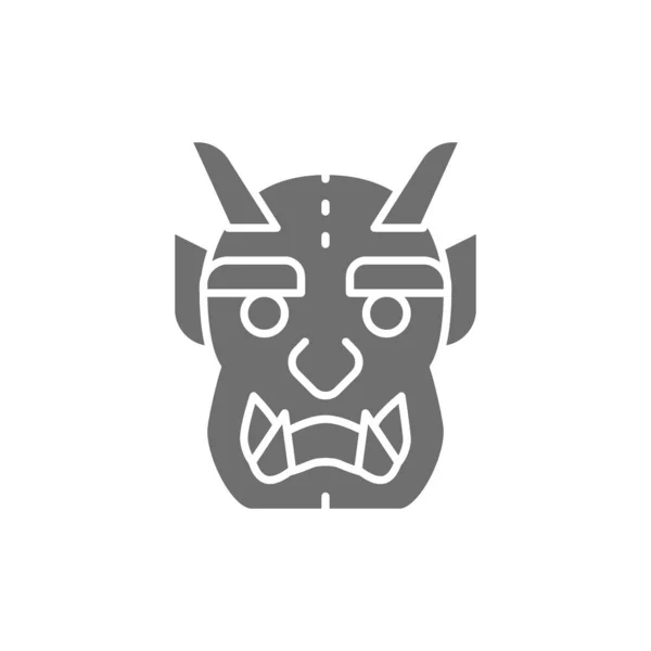 Японский дьявол скрывает серую икону. Изолированный на белом фоне — стоковый вектор