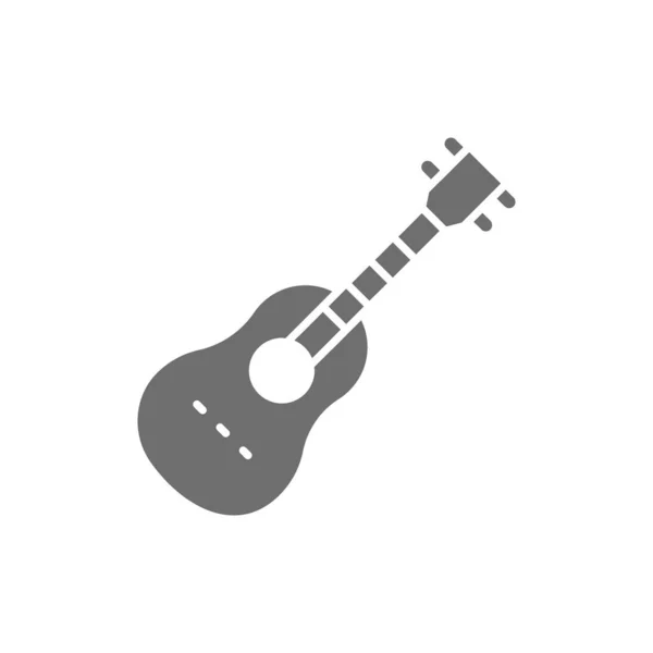 Akustická kytara, smyčcový hudební nástroj šedá ikona. — Stockový vektor