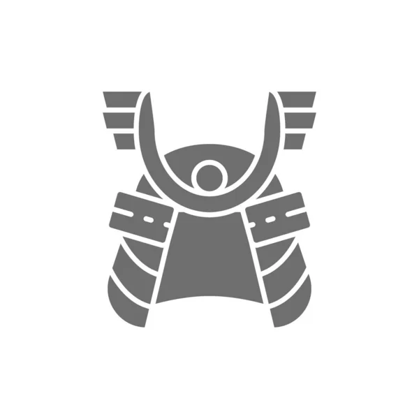 Samurai helm, japans krijger masker grijs pictogram. — Stockvector