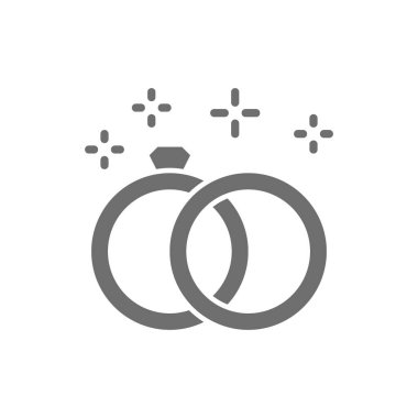 Evlilik yüzükleri gri simge. Beyaz arkaplanda izole