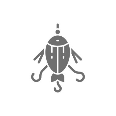 Balık yemi, yüzen, yem, kancalı gri ikonlu balık.