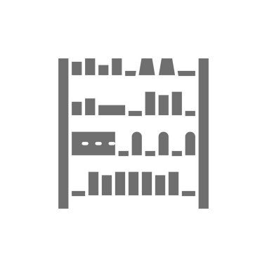 Saç ürünleri gri simgeli raflar. Beyaz arkaplanda izole